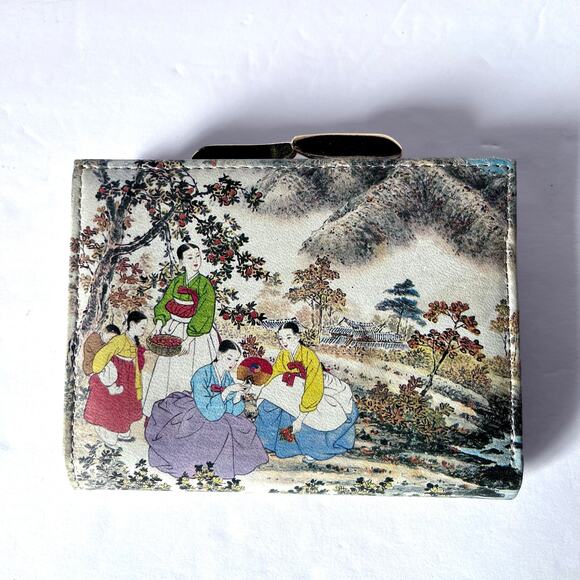 Vintage Korean Art Wallet – Soft Leather, Coin Purse & Card Holder - Picture 1 of 5